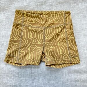 Outdoor Voices Tan Patterned Bike Shorts